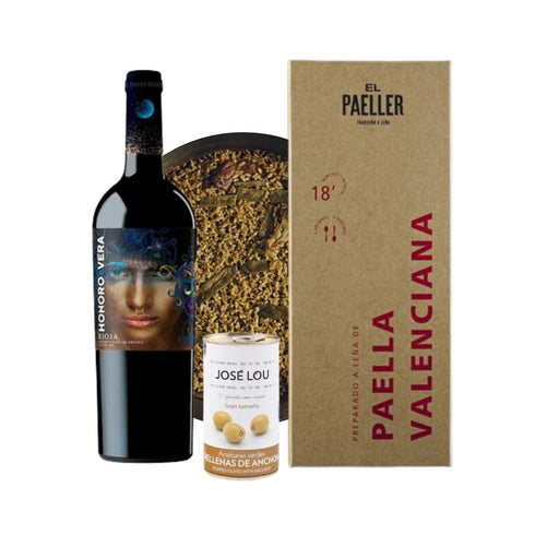 Dinner for 2: Paella Valenciana + Rioja + Olives